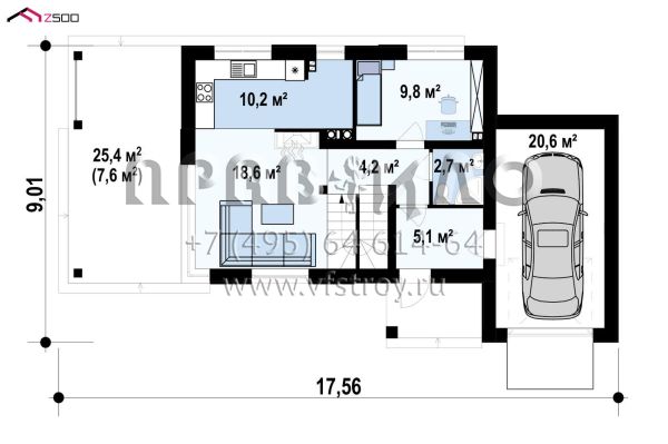 Проект стильного двухэтажного дома с гаражом и с террасами на двух уровнях S3-126-3 (Zx63 s)