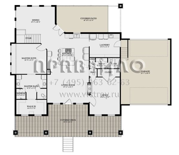 Проект одноэтажного дома с гаражом на две машины в американском стиле S5-413 (2802-00120)