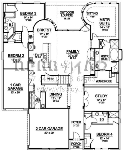 Проект двухэтажного дома с гаражом на три и более машин в английском стиле S5-396 (5445-00095)