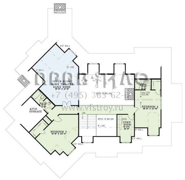 Проект двухэтажного дома с гаражом на три и более машин в американском стиле S5-418 (110-00903)