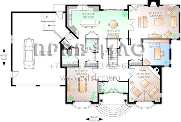 Проект двухэтажного дома с гаражом на две машины в английском стиле S5-390 (034-00050)