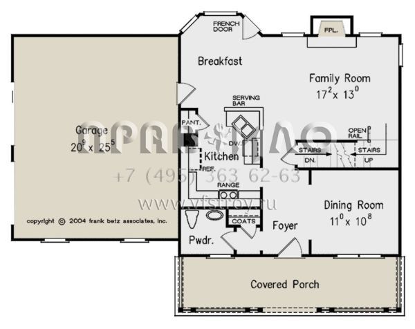 Проект двухэтажного дома с гаражом на две машины в стиле Ранчо S5-145 (8594-00328)