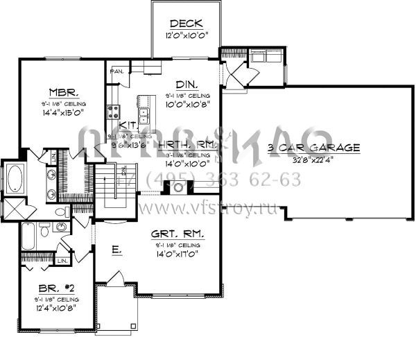 Проект одноэтажного дома с гаражом на три и более машин в английском стиле S5-147 (1020-00226)