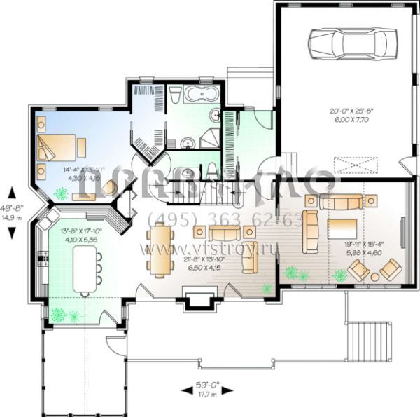 Проект двухэтажного дома с гаражом на две машины в американском стиле S5-326 (034-00102)
