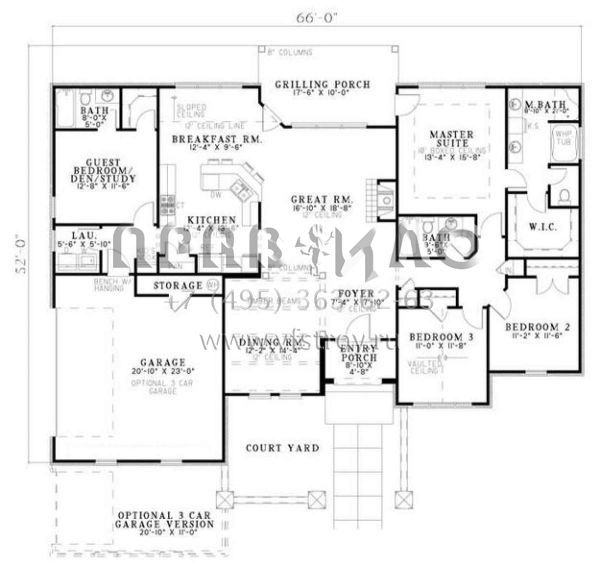 Проект одноэтажного дома с гаражом на две машины в стиле Ранчо S5-193 (110-00780)