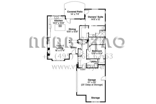 Проект одноэтажного дома с гаражом на две машины в стиле Ранчо S5-150 (035-00663)