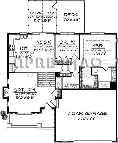Проект одноэтажного дома с гаражом на две машины в американском стиле S5-121 (1020-00293)