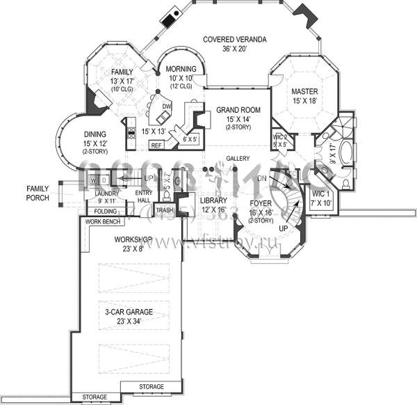 Проект двухэтажного дома с гаражом на три и более машин в английском стиле S5-314 (4195-00025)