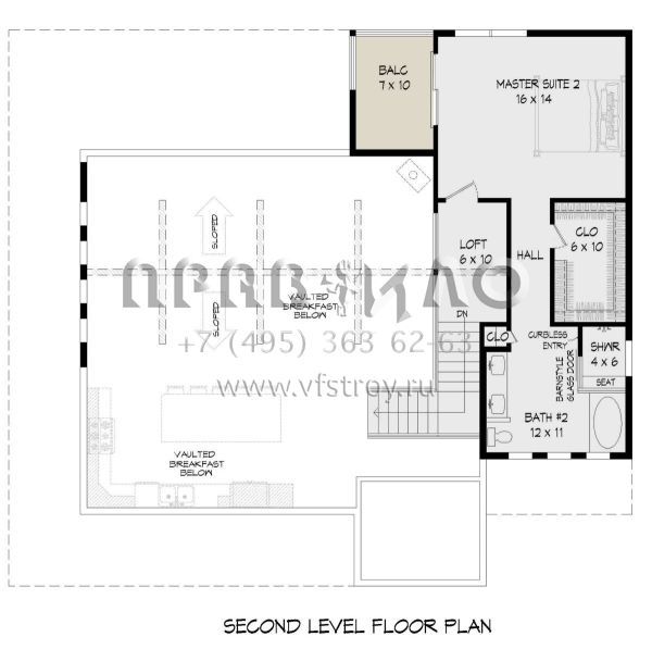 Проект двухэтажного дома с гаражом на две машины в стиле Ранчо S5-216 (940-00498)