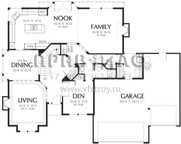 Проект двухэтажного дома с гаражом на три и более машин в современном стиле S5-234 (2559-00360)
