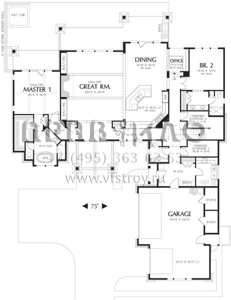 Проект двухэтажного дома с гаражом на три и более машин в американском стиле S5-401 (2559-00617)