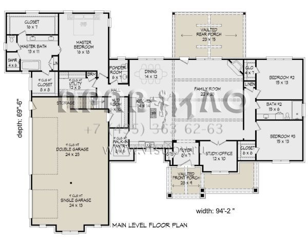 Проект двухэтажного дома с гаражом на три и более машин в американском стиле S5-338 (940-00246)