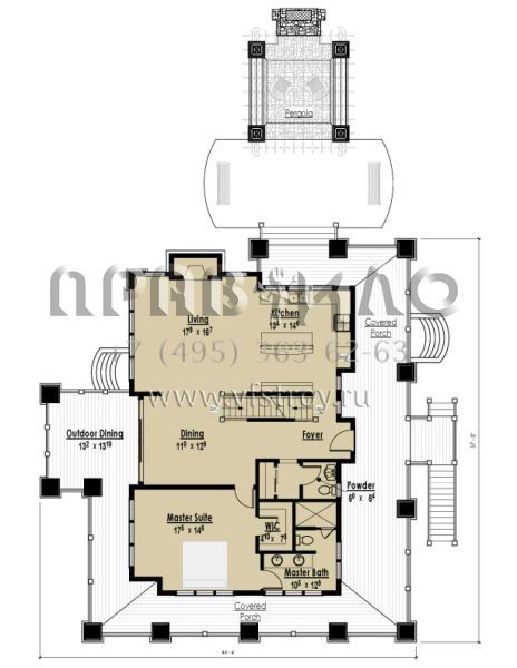 Проект двухэтажного дома с гаражом на две машины в стиле Ранчо S5-190 (7806-00007)