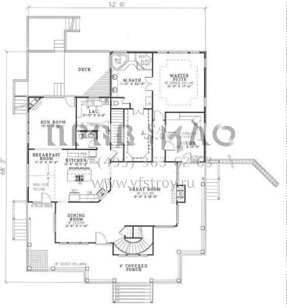 Проект двухэтажного дома с гаражом на три и более машин в стиле Ранчо S5-319 (110-00113)