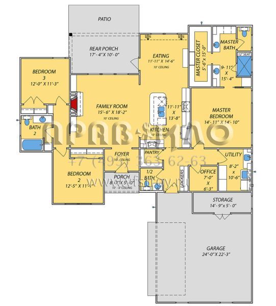 Проект одноэтажного дома с гаражом на две машины в стиле Ранчо S5-184 (9279-00019)