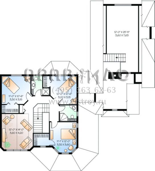 Проект двухэтажного дома с гаражом на одну машину в стиле Ранчо S5-210 (034-00052)