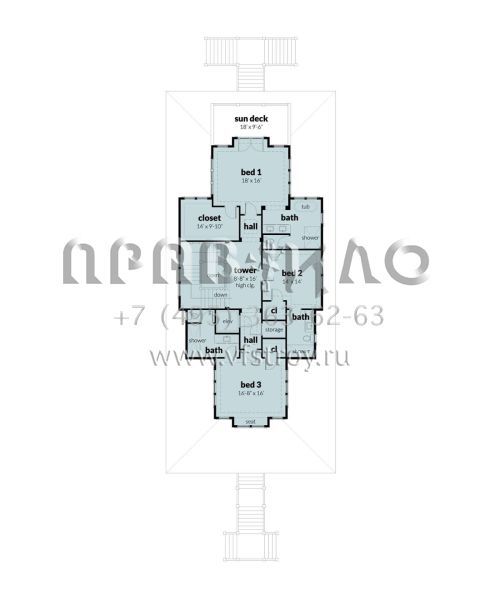 Проект трехэтажного дома с гаражом на три и более машин в прибрежном стиле S5-386 (028-00186)