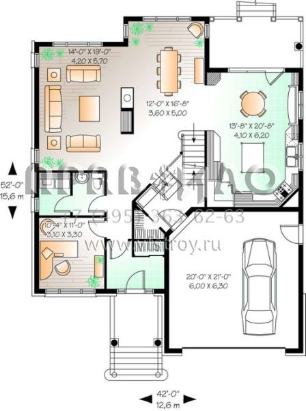 Проект двухэтажного дома с гаражом на две машины в английском стиле S5-296 (034-00734)