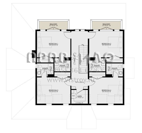 Проект двухэтажного дома без гаража в современном стиле S5-322 (8937-00019)