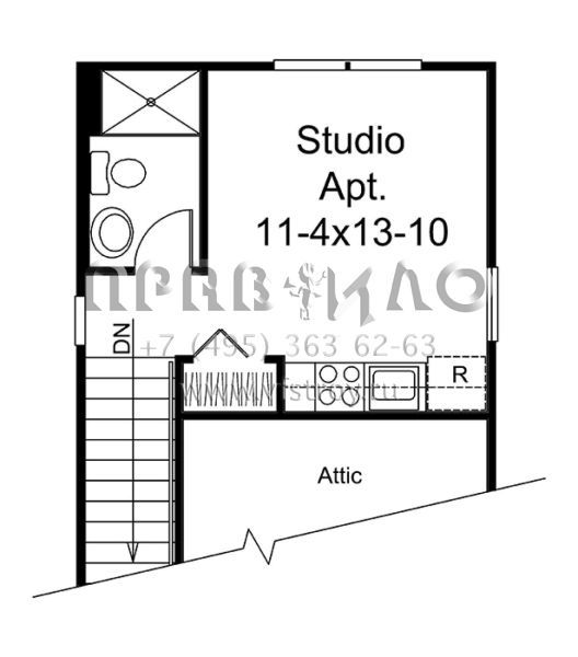 Проект двухэтажного дома с гаражом на одну машину в стиле Ранчо S5-32 (5633-00242)