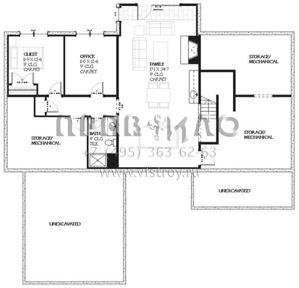 Проект двухэтажного дома с гаражом на две машины в стиле Ранчо S5-291 (1637-00061)