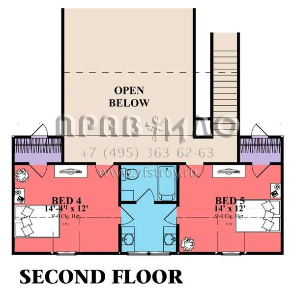 Проект двухэтажного дома с гаражом на две машины в стиле Ранчо S5-274 (1070-00272)