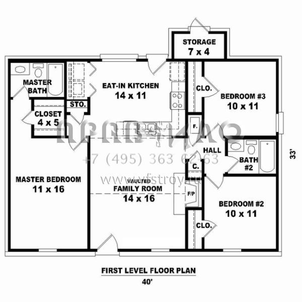 Проект одноэтажного дома без гаража в стиле Ранчо S5-106 (053-02290)