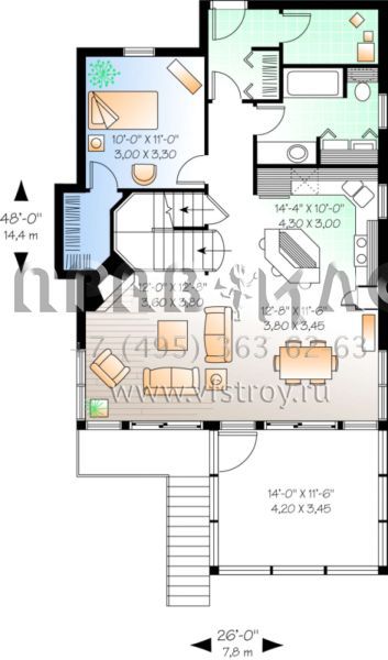 Проект двухэтажного дома без гаража в современном стиле S5-138 (034-00133)