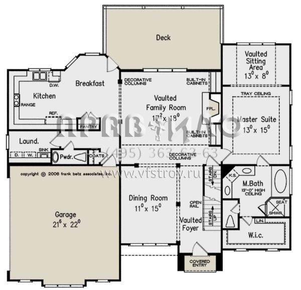 Проект двухэтажного дома с гаражом на две машины в стиле Ранчо S5-209 (8594-00239)