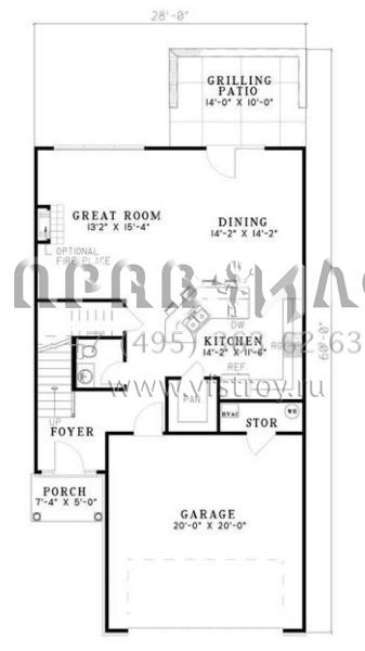 Проект двухэтажного дома с гаражом на две машины в стиле Ранчо S5-159 (110-00497)