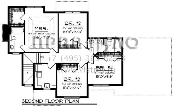 Проект двухэтажного дома с гаражом на две машины в стиле Ранчо S5-201 (1020-00062)