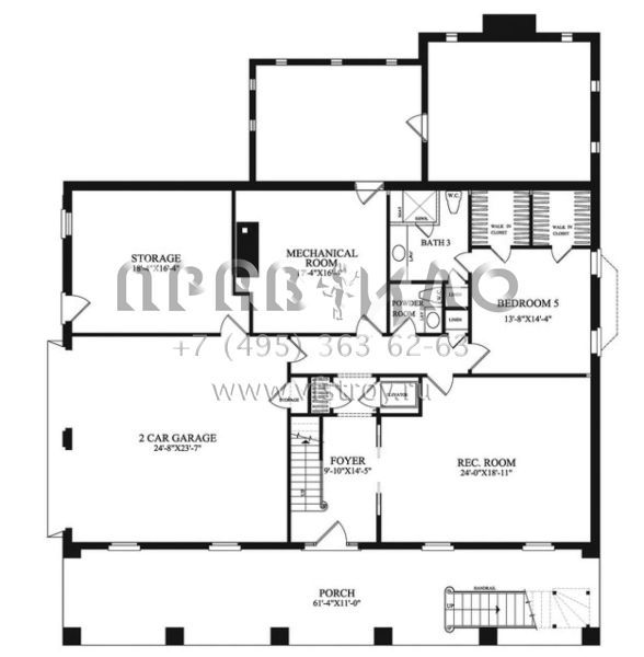 Проект двухэтажного дома с гаражом на две машины в стиле Особняк S5-399 (7922-00191)