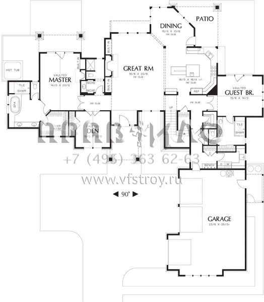 Проект двухэтажного дома с гаражом на три и более машин в американском стиле S5-329 (2559-00017)