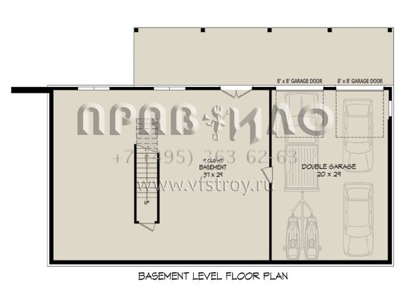 Проект одноэтажного дома с гаражом на две машины в стиле Ранчо S5-162 (940-00625)
