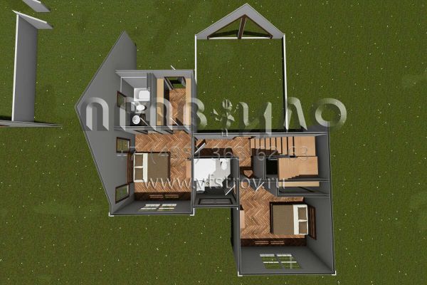 Проект двухэтажного дома с гаражом на три и более машин в стиле Ранчо S5-235 (4848-00388)