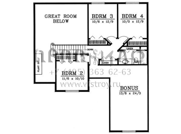 Проект двухэтажного дома с гаражом на три и более машин в стиле Ранчо S5-246 (692-00133)