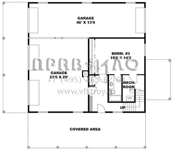 Проект одноэтажного дома с гаражом на три и более машин в стиле Ранчо S5-256 (039-00697)