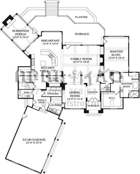 Проект двухэтажного дома с гаражом на три и более машин в английском стиле S5-447 (3323-00638)