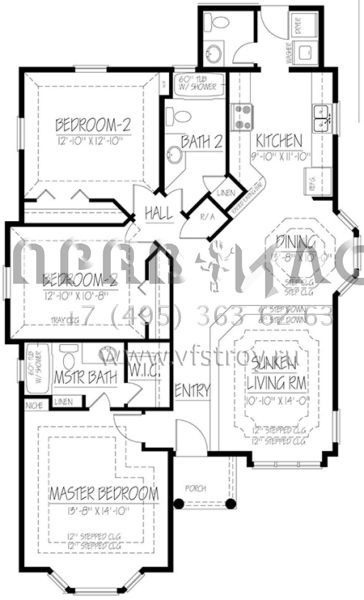 Проект одноэтажного дома без гаража в стиле Ранчо S5-130 (1754-00011)