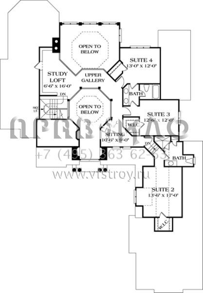 Проект двухэтажного дома с гаражом на три и более машин в стиле Ранчо S5-508 (3323-00417)