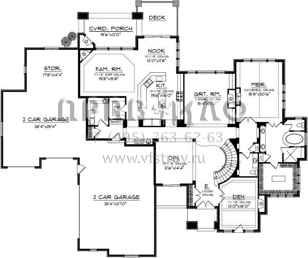 Проект двухэтажного дома с гаражом на три и более машин в английском стиле S5-414 (1020-00271)