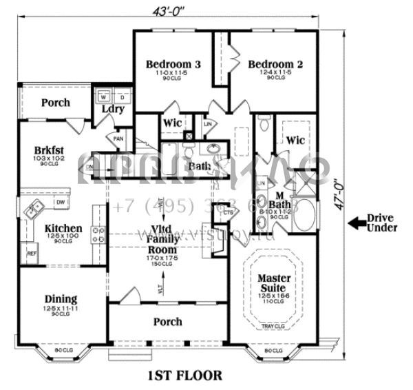 Проект одноэтажного дома с гаражом на две машины в стиле Ранчо S5-156 (009-00084)
