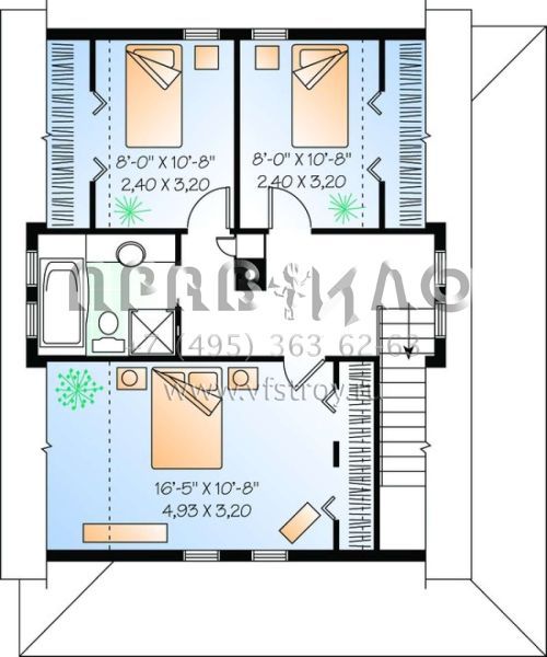 Проект двухэтажного дома без гаража в стиле Ранчо S5-139 (034-00778)