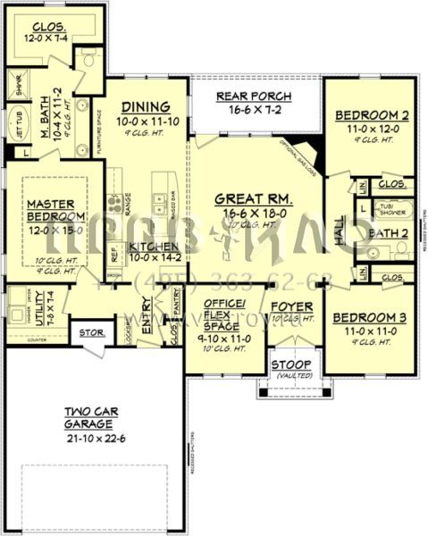 Проект одноэтажного дома с гаражом на две машины в стиле Ранчо S5-165 (041-00086)