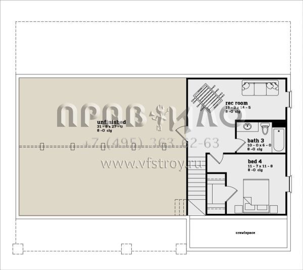 Проект одноэтажного дома без гаража в американском стиле S5-155 (7174-00020)