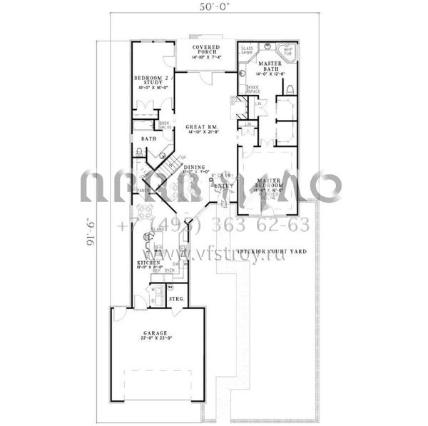 Проект двухэтажного дома с гаражом на две машины в стиле Ранчо S5-229 (110-00033)