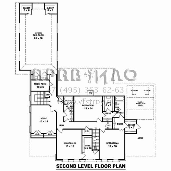 Проект двухэтажного дома с гаражом на три и более машин в стиле Особняк S5-476 (053-02529)