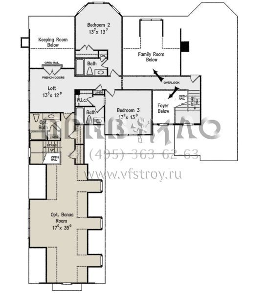 Проект двухэтажного дома с гаражом на три и более машин в стиле Ранчо S5-322 (8594-00295)