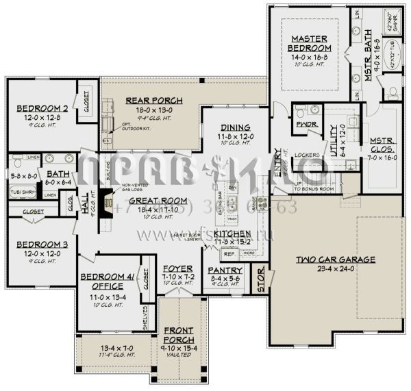 Проект одноэтажного дома с гаражом на две машины в стиле Ранчо S5-220 (041-00187)