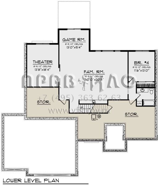 Проект одноэтажного дома с гаражом на три и более машин в американском стиле S5-333 (1020-00365)